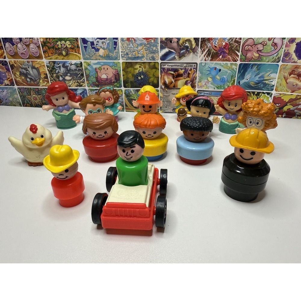 Vintage Fisher-Price Little People Lot Of 16 W/Vehicle Mixed Characters